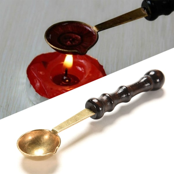 Vintage Elegant Trähandtag Koppar Vax Tätning Stämpel Smält Sp