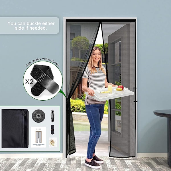FORTYKKET Myggenet Dør Vindue 100x210cm Meget Tæt Magnetisk Net Anti
