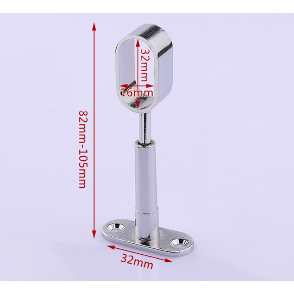 Pakke Justerbare Ovale Garderobestangbraketter Sink Legering Hul Stangholder for Garderobe Soverom Baderom