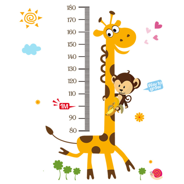 Giraf Børnevækst Diagram Højde Mål Hjem/Børneværelser DIY Væg