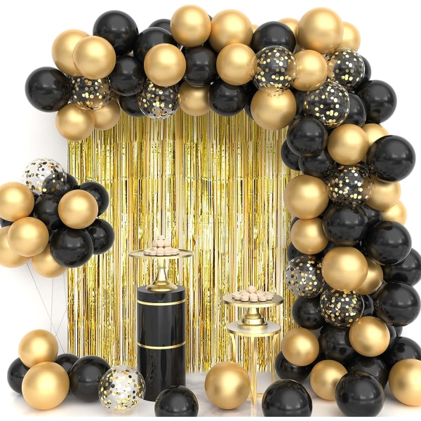 Black and Gold Balloon Garland Arch Kit 112st Black and Gold Par