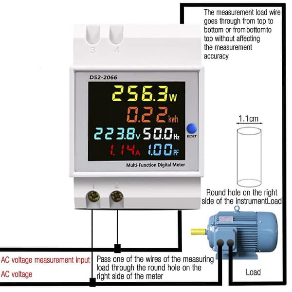 Digital energimåler, ac 40-300v 100a voltmeter ammeter, multifunksjonell Res