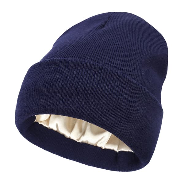 Dam Beanie med Satängfoder Herr Beanie Stickad Sidenfodrad Vinterpresent Hattar Manschetter Skidmössa Hattar Keps
