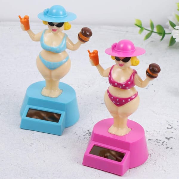 2 stk. Solcelledansede legetøj Bobble Head legetøj Hula pige dansende Dashboa