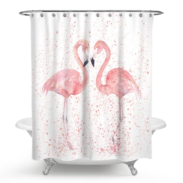 Rosa Flamingo Duschdraperi 3D Digitaltryck Vattentät Dusch