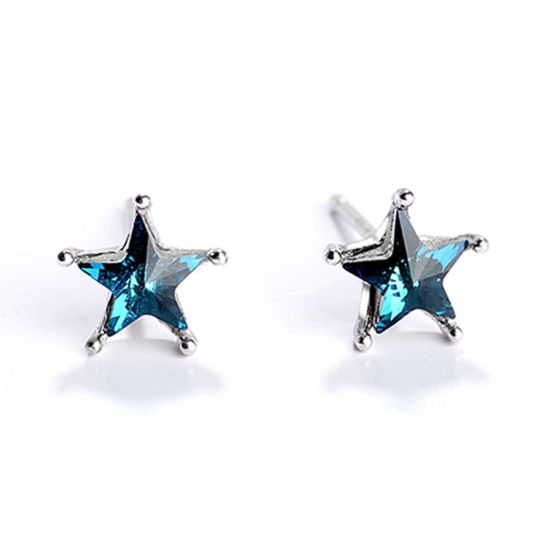 925 Sterling hopea Sininen Crystal Star Korvakorut Star Wrap korvakorut