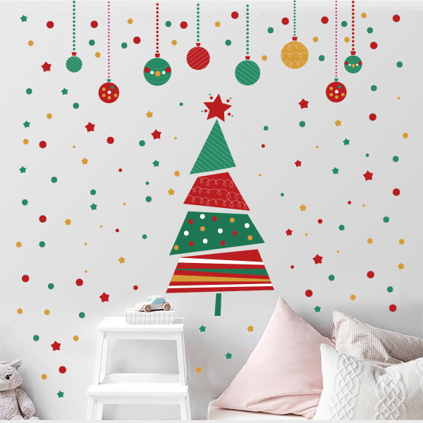 1SET Christmas Window Wall Stickers Xmas Tree Bells Stars Art Decals Mural DIY D