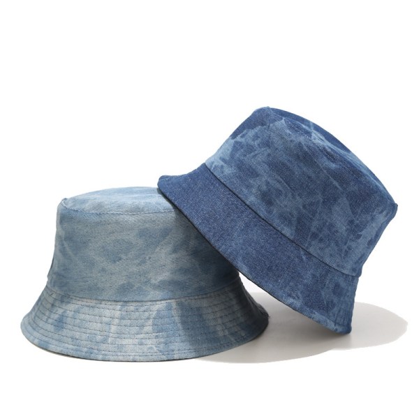 Washed retro tie-dye fisherman hat women's new denim pot hat outd