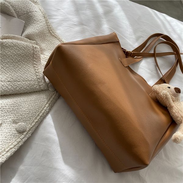 Tote Shopping Bag Central Zip Carry Handle BRUN