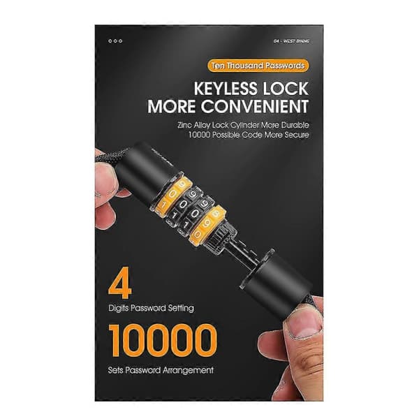 Cykellås Kabel, universell cykelkabel Basic Självrullande Kombinationskabel Combo Zink