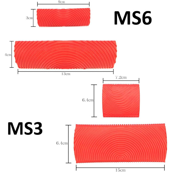 4 st träådringverktyg, imitationsverktyg för träådring, imitationsverktyg för färgroller, väggmålningsverktyg, väggstrukturverktyg (MS3; MS6)