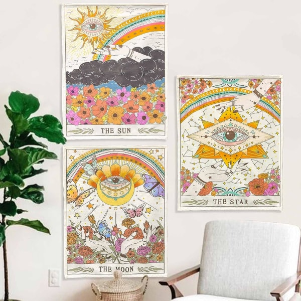 3PK Tarot Gobelin Sol Måne og Stjerne Tarot Kort Gobeliner Blomster