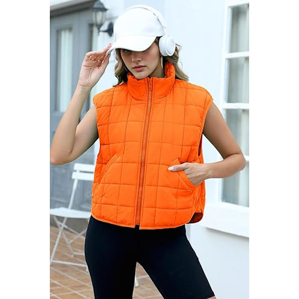 (M) Dam Väst, Damernas Ärmlös Zip Up Ytterkläder Varm Puffer Lätt Dun Alla Vinterjackor Kappor