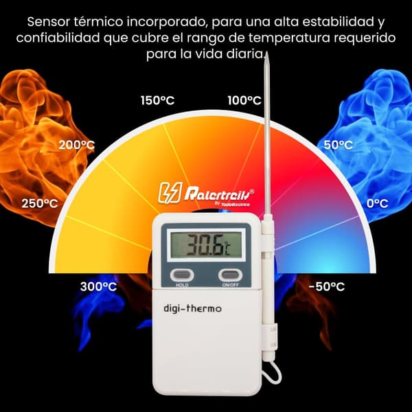 Bærbart digitalt termometer med probe og skærm -50º +300ºc