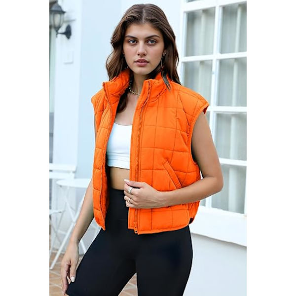(M) Dam Väst, Damernas Ärmlös Zip Up Ytterkläder Varm Puffer Lätt Dun Alla Vinterjackor Kappor