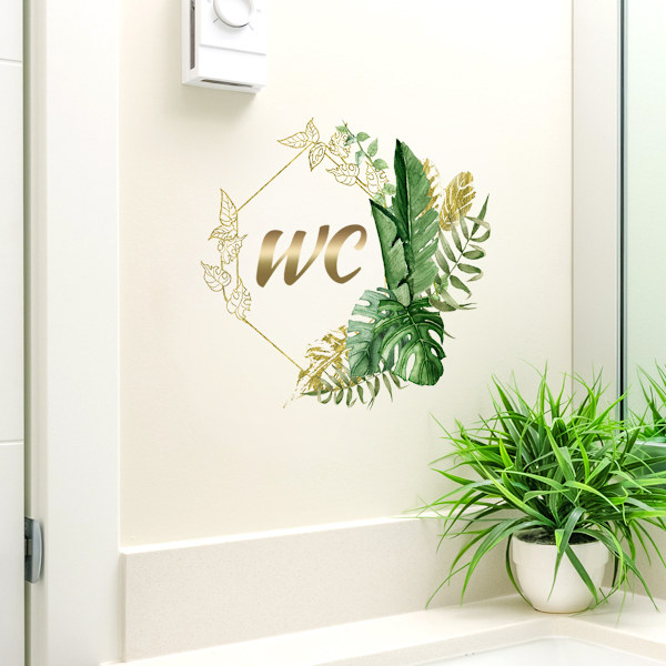 Vihreä Kasvi WC-Tarra Irrotettava Vessa-Tarra Vessa-Tarra Tarrat Vessa-Tarra Kylpyhuoneen Seinä-Tarrat Lehti PVC Koriste
