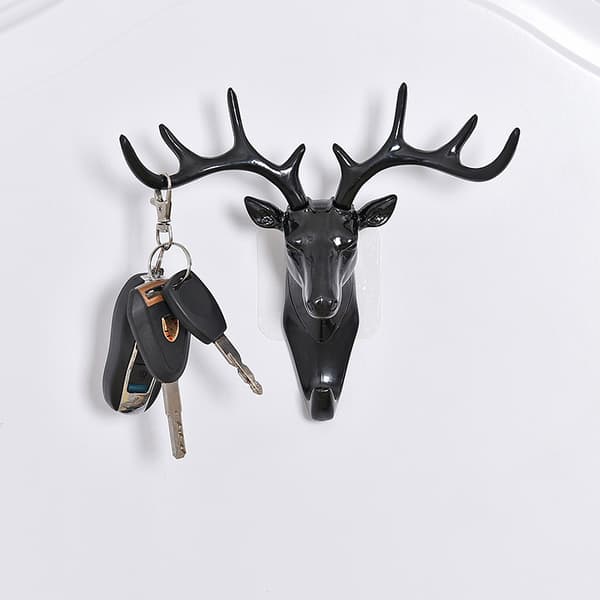 1 st Deer Head Shape No Drilling Adhesive Wall Hook,18.5*17cm,Crea