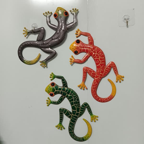1 st metall gecko staty väggdekor ödla konst järn djurfigur