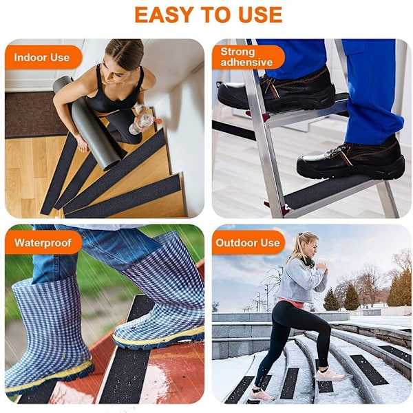 Antislip-tejp för trappor, 10 cm 10 m, halkfri tejp utomhus, halkfri dragremsa, säkerhetstejp, för inomhus- och utomhusbruk, svart