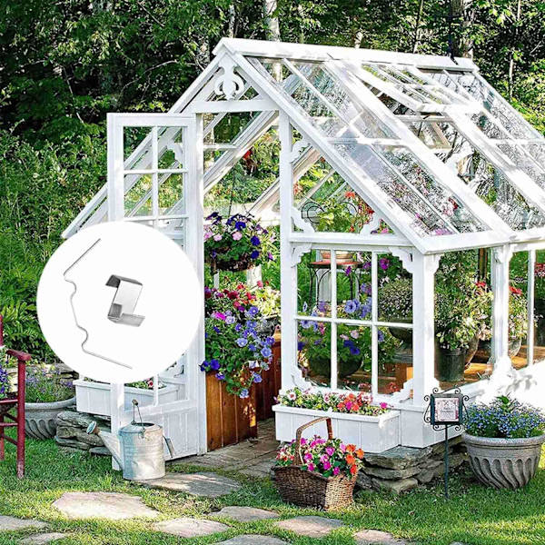 60 st Greenhouse Glasklämmor, Rostfritt Stål Växthus Glasfönster Fästklämmor