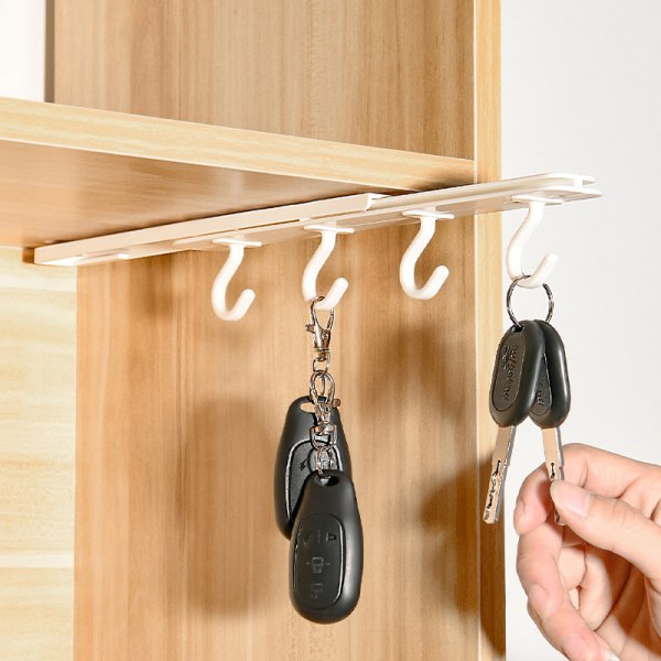 Veggmonterte nøkkelholder, selvklebende nøkkelkrok, hvit, 26,4 cm * 3 cm