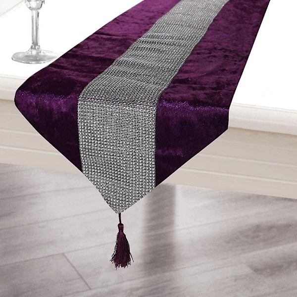 Jule Velvet Diamante Bordløber Lilla