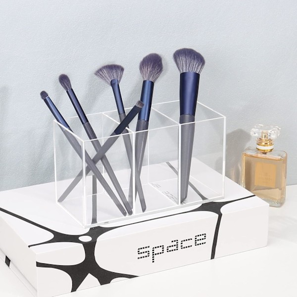 Klar Akryl Blyantholder | 3 Rum Akryl Penholder | Makeup Børste Opbevaring | Skrivebordsorganisator
