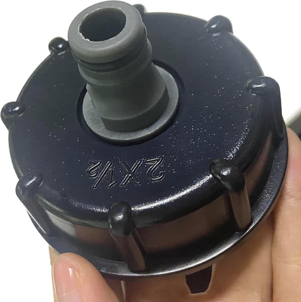 2 stk. IBC Tankdæksel, S60x6 IBC Fitting/Nippel Dæksel, 1/2\" Udløbsdiameter, 60mm Indløbsdiameter til IBC Tankventil - Sort