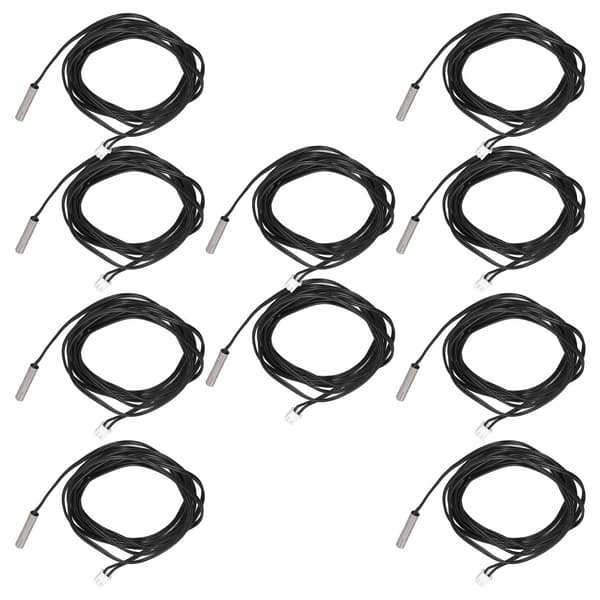 NTC-termistor-sensor 15K B3950 Temperatursensor 10 stk sylindrisk hode 5x25mm 2 meter kabel