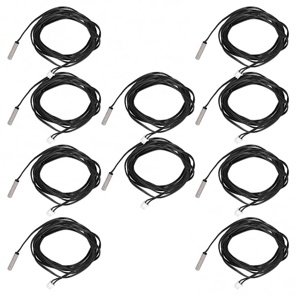 NTC-termistorsensor 15K B3950 Temperaturgivare 10 st Cylindriskt huvud 5x25mm 2 meter kabel