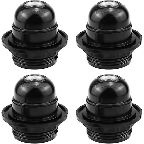 4 stk. E27 fatningsstik, E27 fatning, sort E27 fatning skruefatning Lam