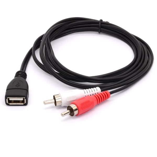 USB til RCA-kabel, USB A 2.0 hunn til 2 RCA hannplugger, Audio Video AV Y-splitter (1,5m)
