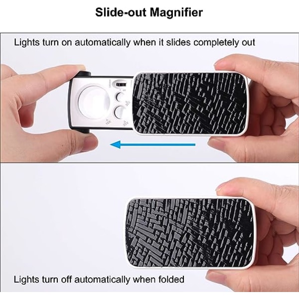LED-förstoringsglas för juvelerare, 30X 60X 90X belyst multi-power