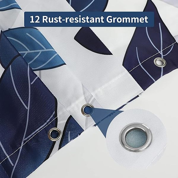 Blå blommig duschdraperi i badrummet 120*180cm