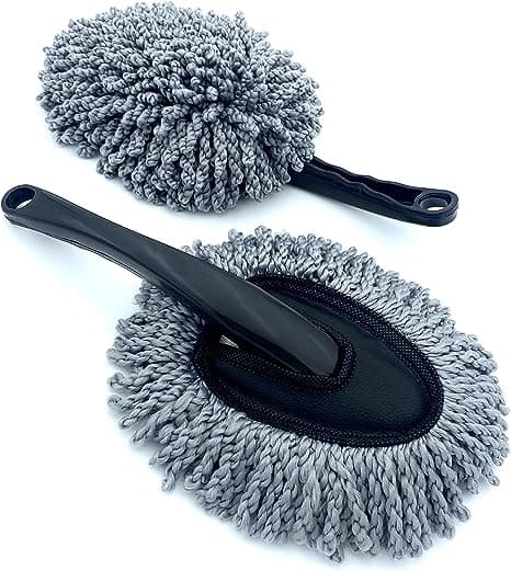 grå 2pk Mikrofiber Bil Duster, Børste, Blød Ridsefri Genanvendelig