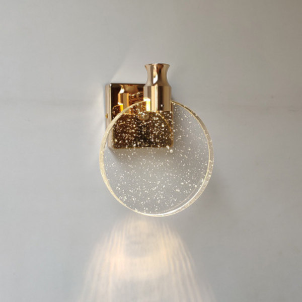 Kristallvägglampa, lyxig nordisk stil inomhusvägglampa, kreativ rund vägglampa för sovrum, sängbord, vardagsrum, badrum, byrå, korridor