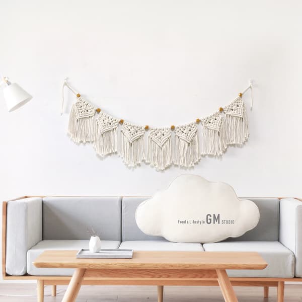 Boho Chic Makrame Vevd Veggteppe Bohemsk Hjem Geometrisk Kunst