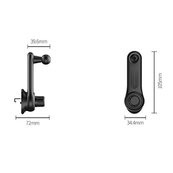 Pakke med dobbel klips biltelefonholder, roterbar luftventilmontering, 17 mm kulehode