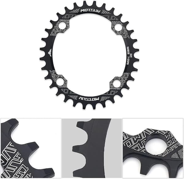 34t 104bcd Oval Landevejscykel Kædeblad Sort 104mm Til Mtb, Bmx, Mtb