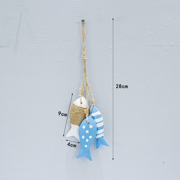 Träväggdekor Träfiskar, 6 st Trädekoration Fisk, Träfiskbensdekor, med Snöre, 9*4cm
