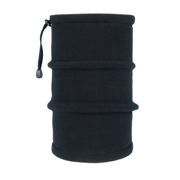 Fleecehalsvärmare med dragsko multifunktionell haklapp mask sport utomhus skidmask varm vindtät (svart)