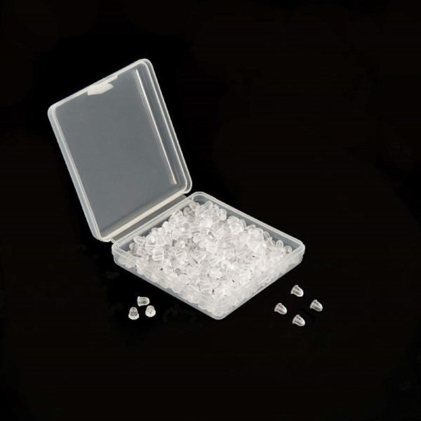 Silikon ørebakstopper Ørebakstopper 1200 stk Myke gjennomsiktige øre sikkerhetsbakputer Bakstopp Clutch Stopper Erstatning for fiskekrok Ørepynt Stud Hoops, Diameter 4mm