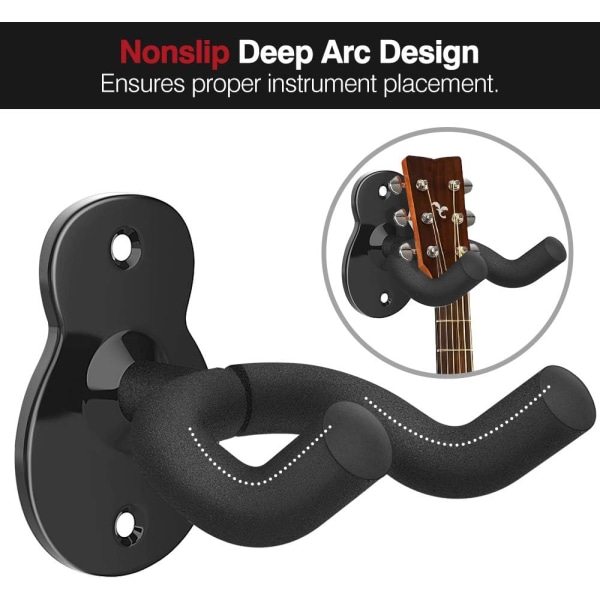 Guitar Wall Mount [3 Pack], Non-Slip Metal Guitar Hook for Acoust