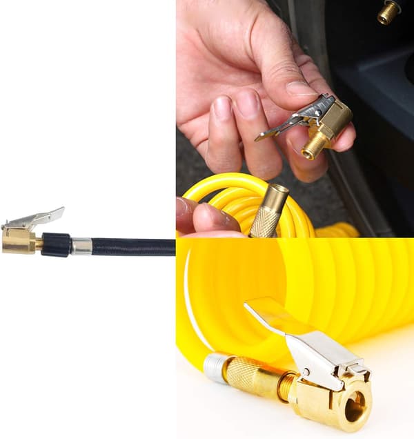 Luftchuck med klipsadapter kompatibel med däckpump, 8 mm mässingsadapter för bildäckventil, luftchuckadapter, inget läckage