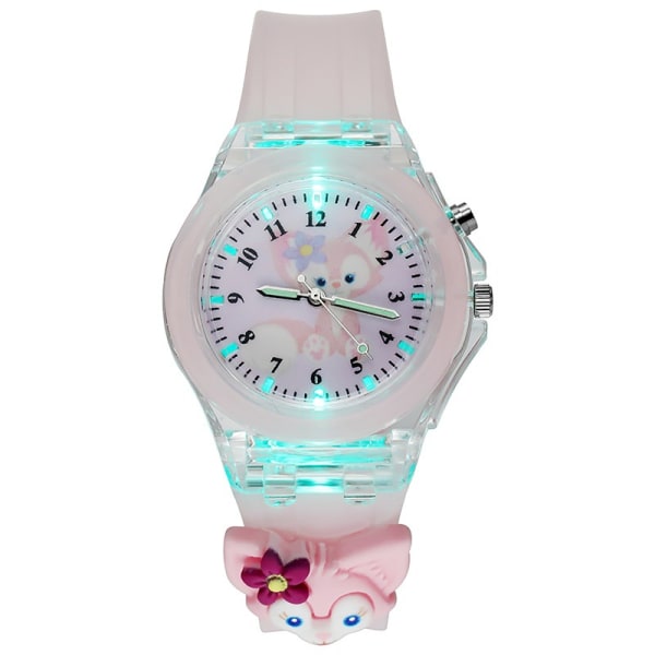 Barns 3D tecknad klocka watch , ljus watch, rosa