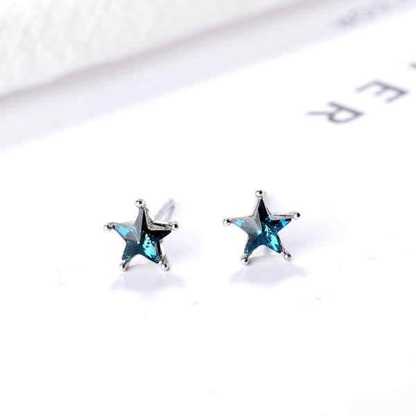 925 Sterling hopea Sininen Crystal Star Korvakorut Star Wrap korvakorut