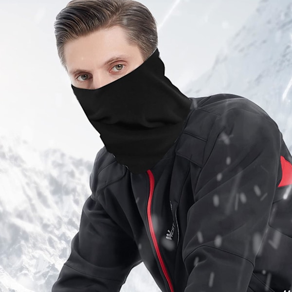 Unisex Vinter Halsvarmer med Fleecefôr - Multifunksjonell Termisk Halsgaiter for Ski, Løping, Motorsykkel, Sykling - Svart (25*33cm)