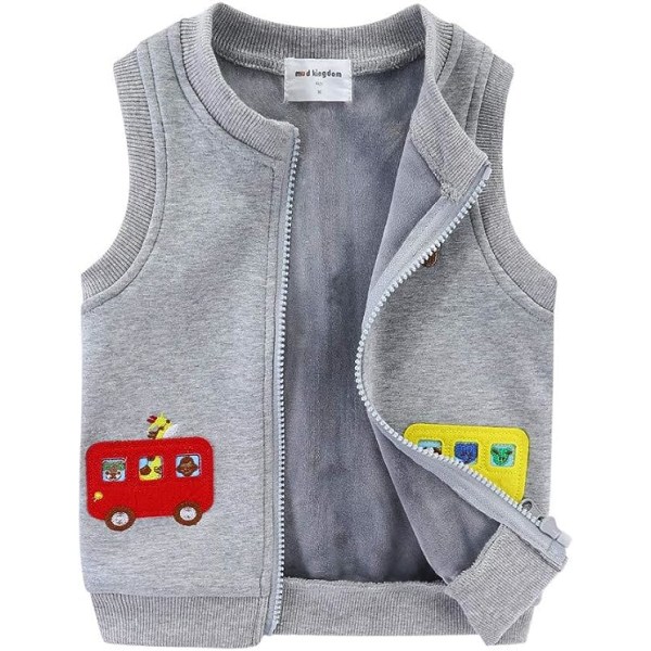 Mud Kingdom Little Boys Cartoon Vest Fleece Lined Zip Up School B