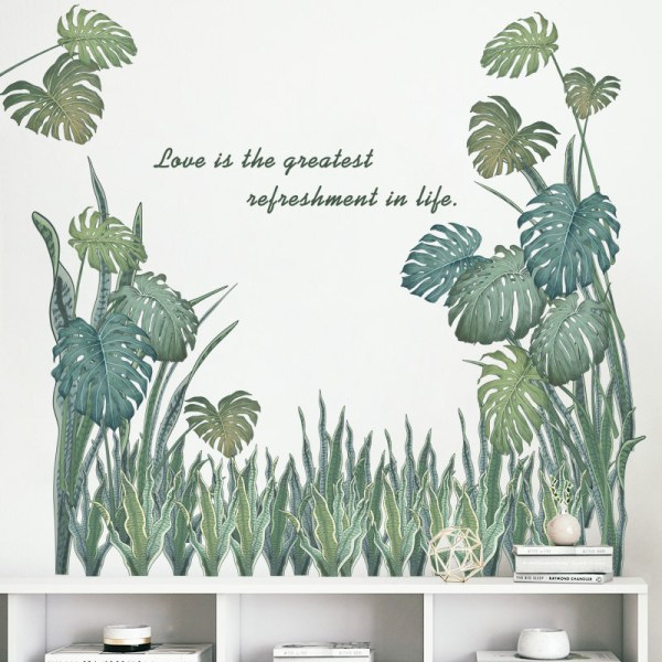 1 stk vægklistermærke tropiske planteblade DIY kunst vægdekoration G