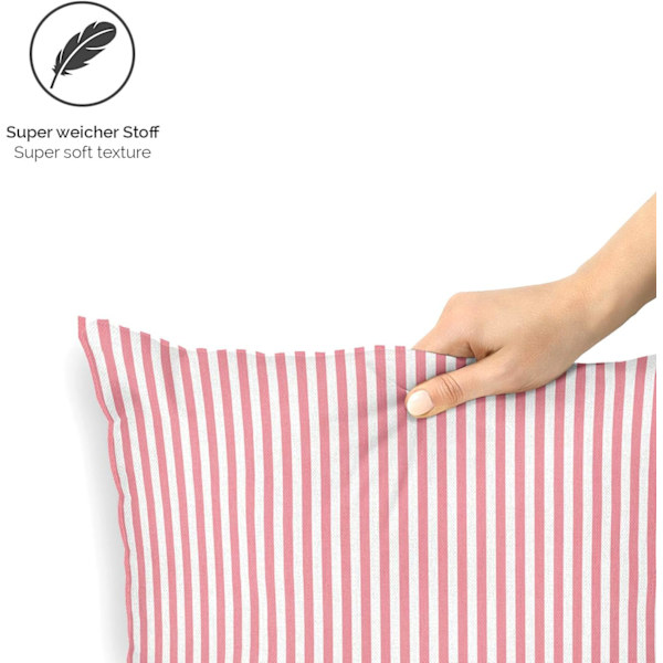 Vahvistettu tyynyliina 21 kappaletta 45x45 cm - 100% puuvillaa vetoketjulla - punaiset raidat - hypoallergeeninen, vain tyynyliina